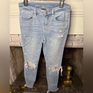 American Eagle Outfitters Light Blue Distressed Skinny Jeans